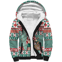 Hawaiian Funny Santa Surf Sherpa Hoodie Mele Kalikimaka Palaka Quilt Pattern LT9 Unisex Green - Polynesian Pride