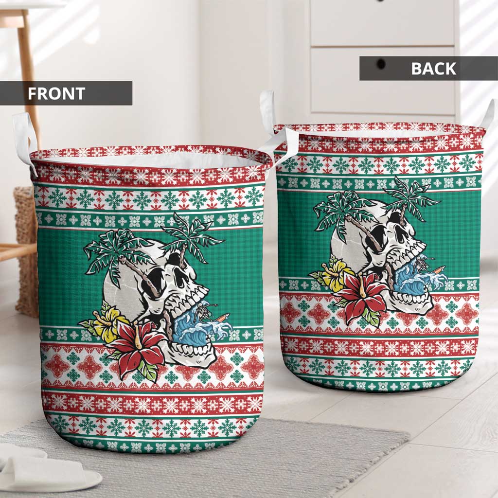 Hawaiian Skull Surfs Laundry Basket Mele Kalikimaka Palaka Quilt Pattern LT9 - Polynesian Pride