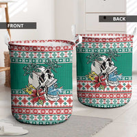 Hawaiian Skull Surfs Laundry Basket Mele Kalikimaka Palaka Quilt Pattern LT9 - Polynesian Pride