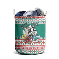 Hawaiian Skull Surfs Laundry Basket Mele Kalikimaka Palaka Quilt Pattern LT9 - Polynesian Pride