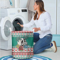 Hawaiian Skull Surfs Laundry Basket Mele Kalikimaka Palaka Quilt Pattern LT9 - Polynesian Pride