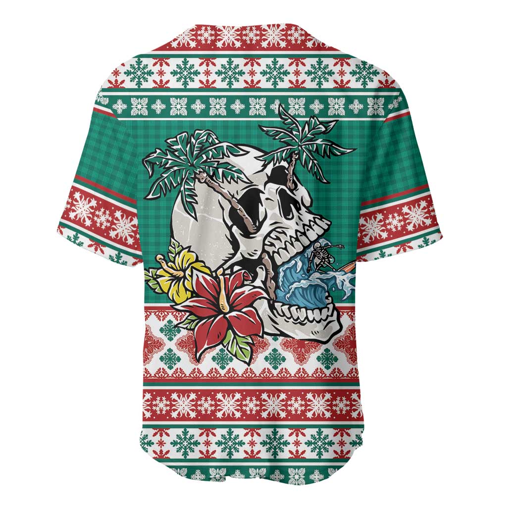 Hawaiian Skull Surfs Baseball Jersey Mele Kalikimaka Palaka Quilt Pattern LT9 - Polynesian Pride