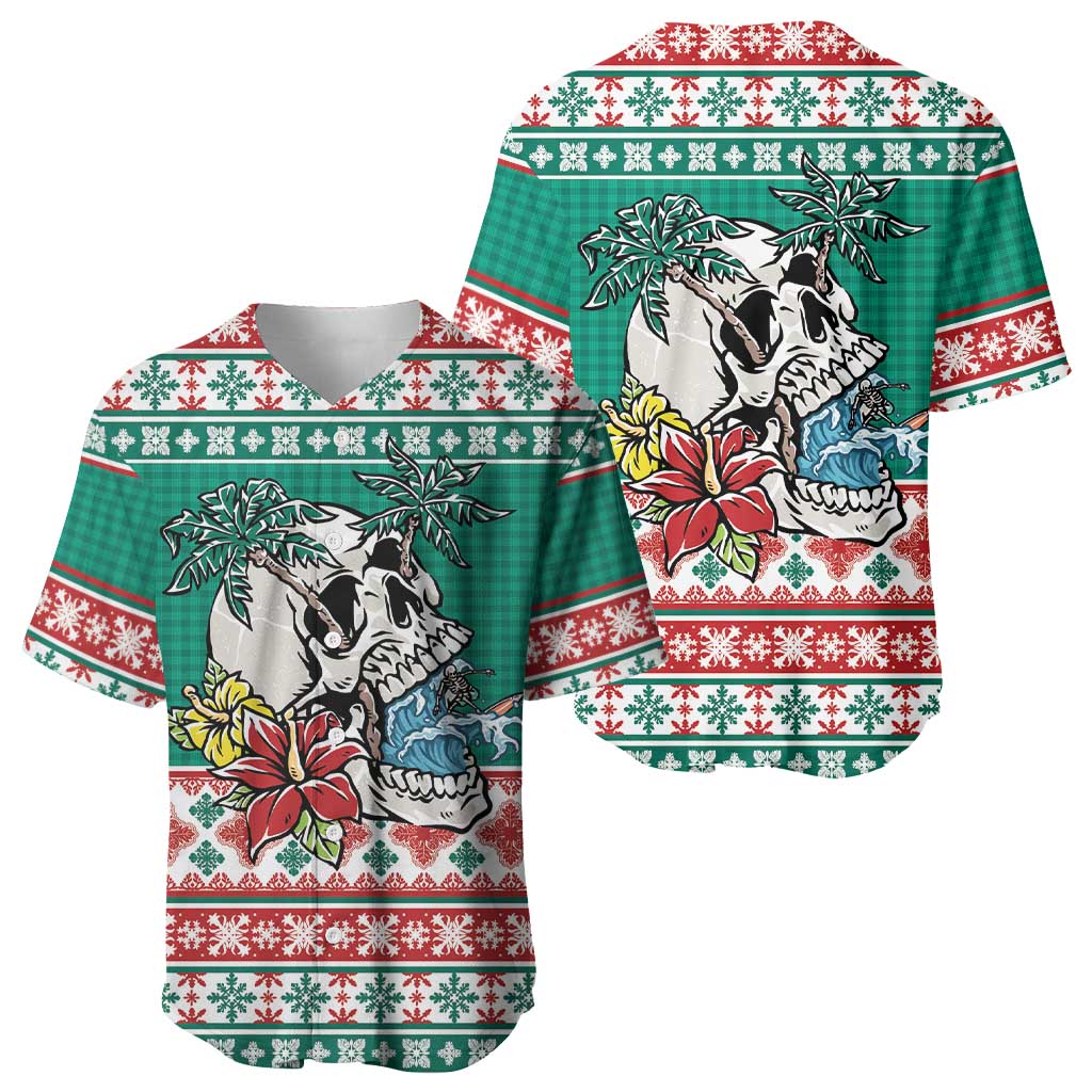 Hawaiian Skull Surfs Baseball Jersey Mele Kalikimaka Palaka Quilt Pattern LT9 - Polynesian Pride