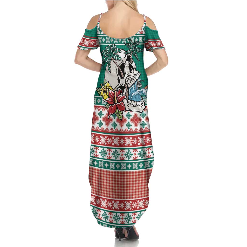 Hawaiian Skull Surfs Family Matching Summer Maxi Dress and Hawaiian Shirt Mele Kalikimaka Palaka Quilt Pattern LT9 - Polynesian Pride
