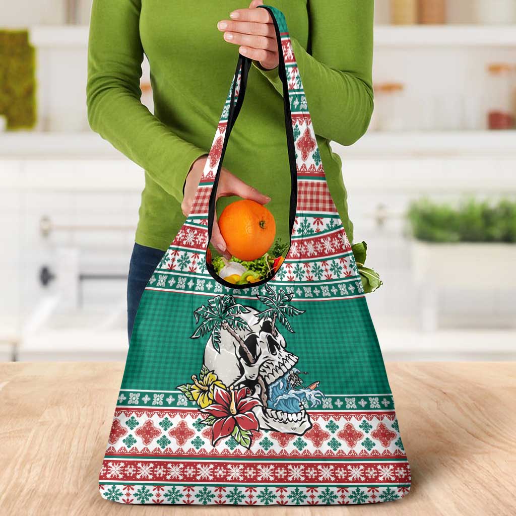 Hawaiian Skull Surfs Grocery Bag Mele Kalikimaka Palaka Quilt Pattern LT9 - Polynesian Pride