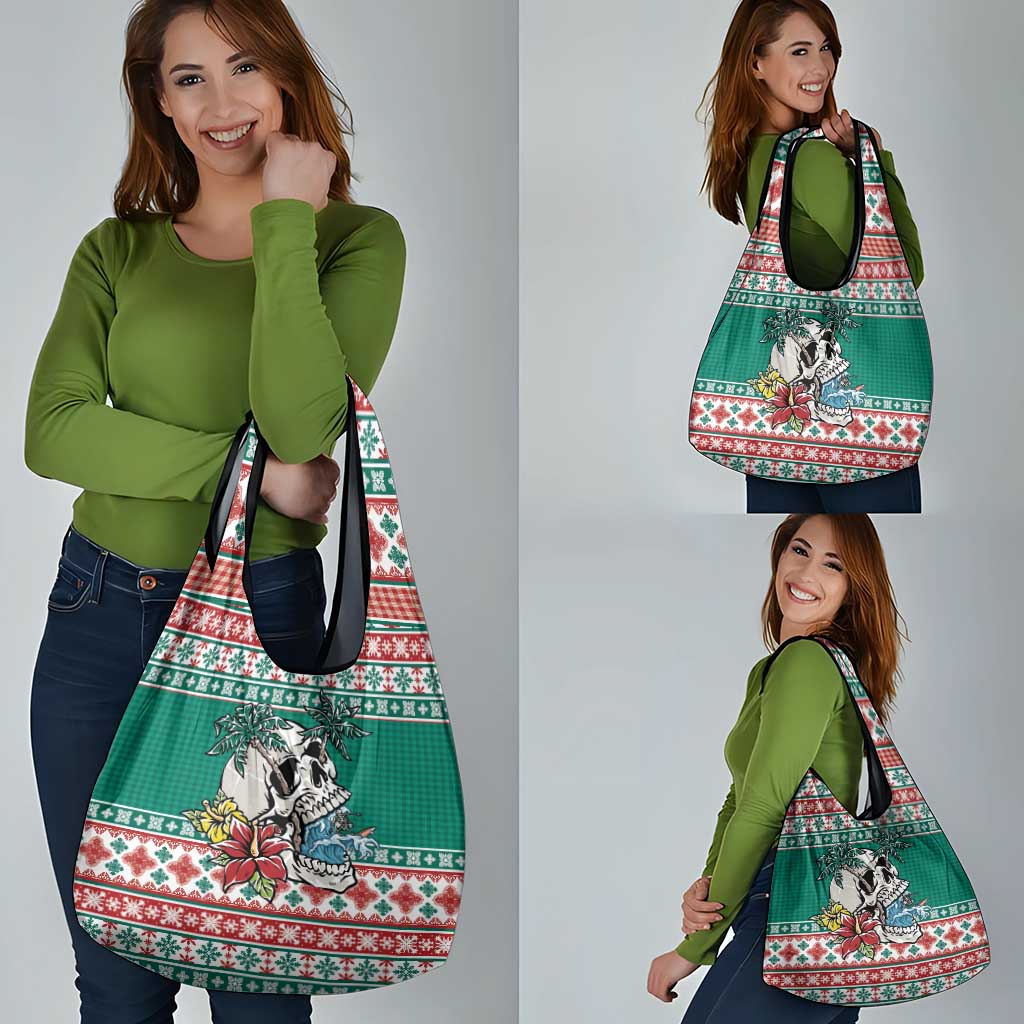 Hawaiian Skull Surfs Grocery Bag Mele Kalikimaka Palaka Quilt Pattern LT9 - Polynesian Pride