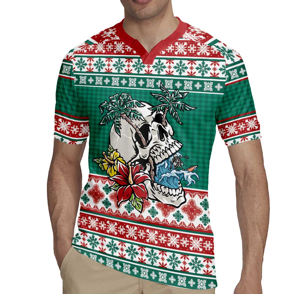 Hawaiian Skull Surfs Rugby Jersey Mele Kalikimaka Palaka Quilt Pattern LT9 - Polynesian Pride