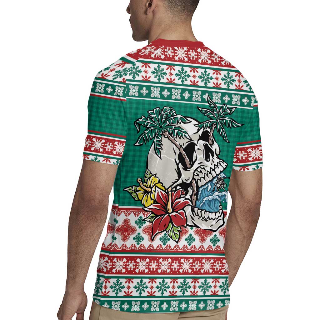 Hawaiian Skull Surfs Rugby Jersey Mele Kalikimaka Palaka Quilt Pattern LT9 - Polynesian Pride