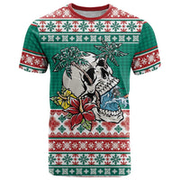Hawaiian Skull Surfs T Shirt Mele Kalikimaka Palaka Quilt Pattern LT9 Green - Polynesian Pride