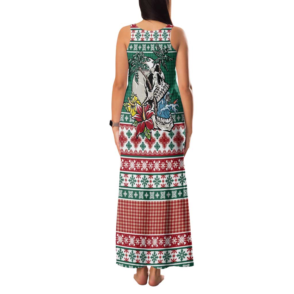 Hawaiian Skull Surfs Tank Maxi Dress Mele Kalikimaka Palaka Quilt Pattern - Polynesian Pride