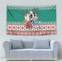 Hawaiian Skull Surfs Tapestry Mele Kalikimaka Palaka Quilt Pattern - Polynesian Pride
