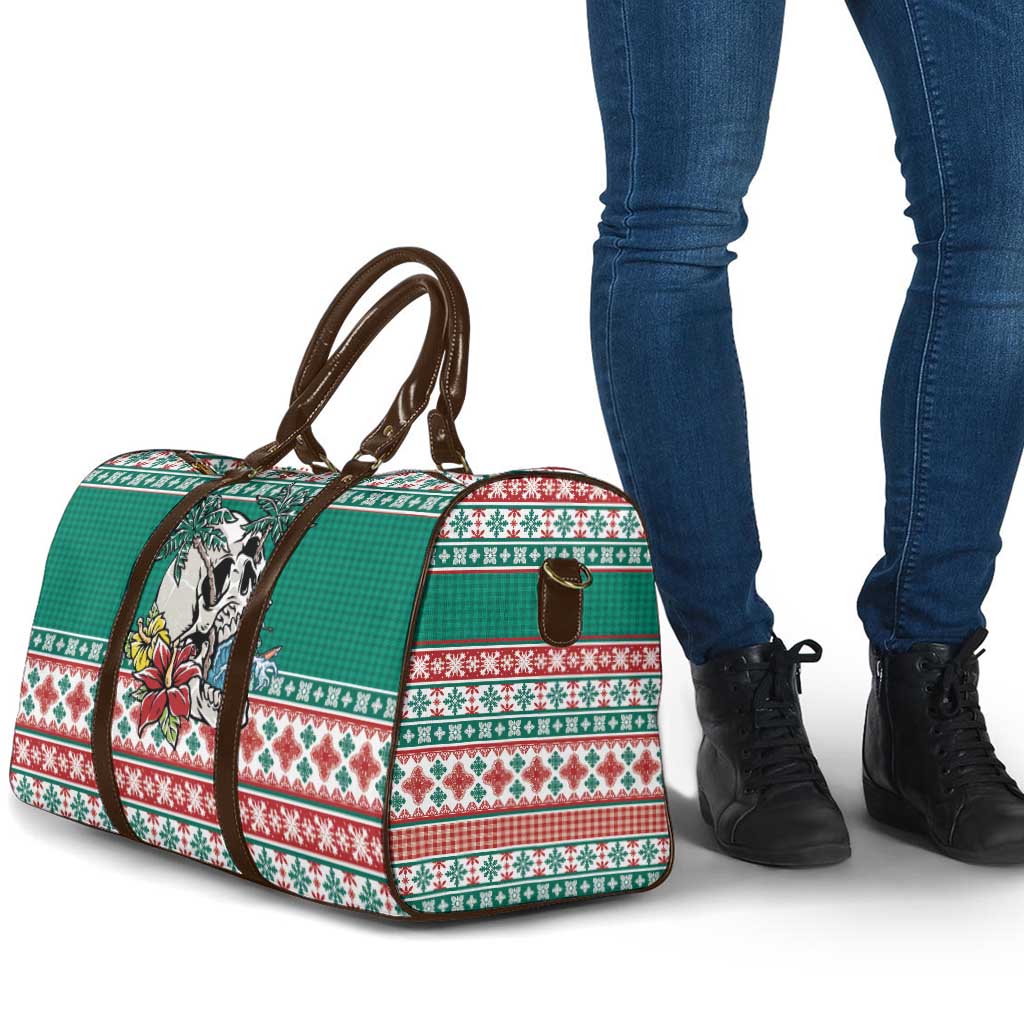 Hawaiian Skull Surfs Travel Bag Mele Kalikimaka Palaka Quilt Pattern - Polynesian Pride