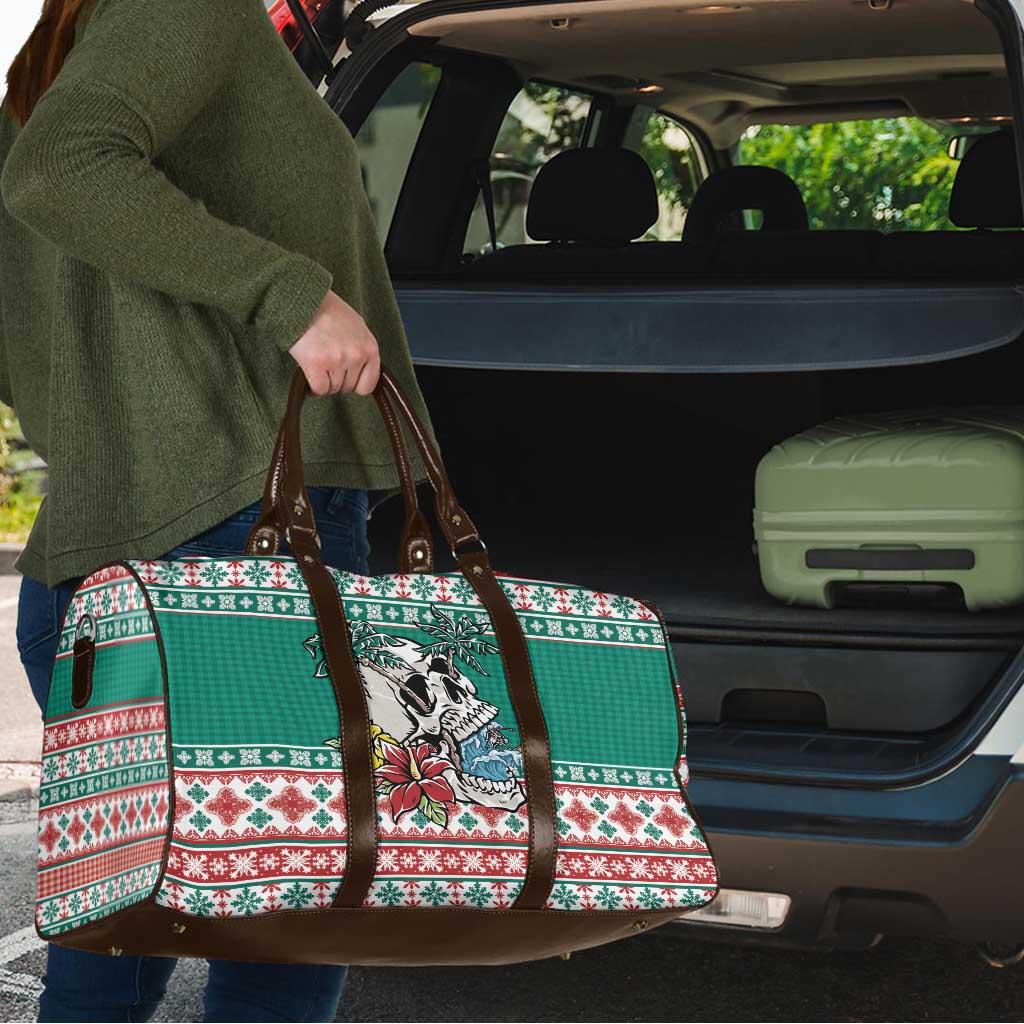 Hawaiian Skull Surfs Travel Bag Mele Kalikimaka Palaka Quilt Pattern - Polynesian Pride
