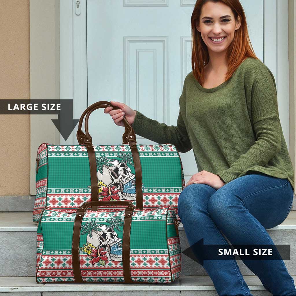 Hawaiian Skull Surfs Travel Bag Mele Kalikimaka Palaka Quilt Pattern - Polynesian Pride