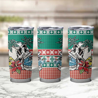 Hawaiian Skull Surfs Tumbler Cup Mele Kalikimaka Palaka Quilt Pattern - Polynesian Pride
