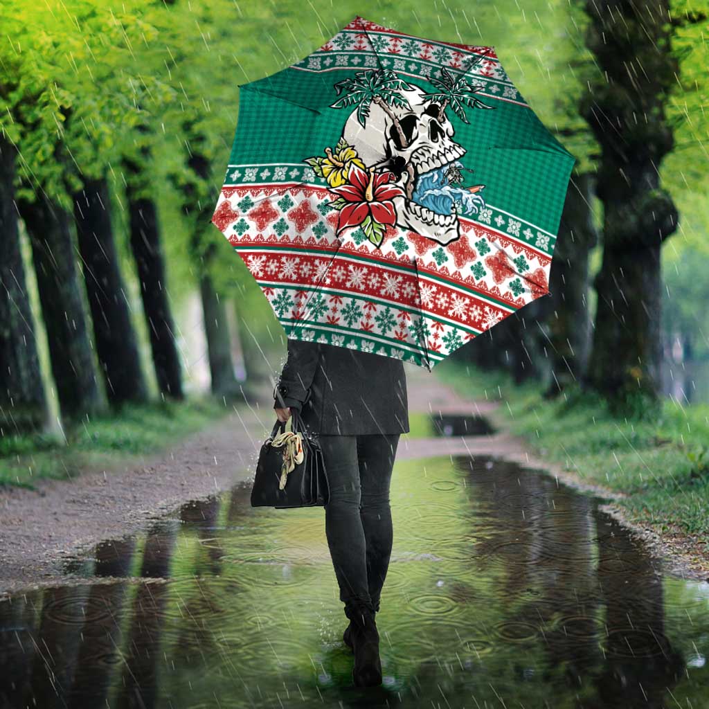 Hawaiian Skull Surfs Umbrella Mele Kalikimaka Palaka Quilt Pattern LT9 - Polynesian Pride