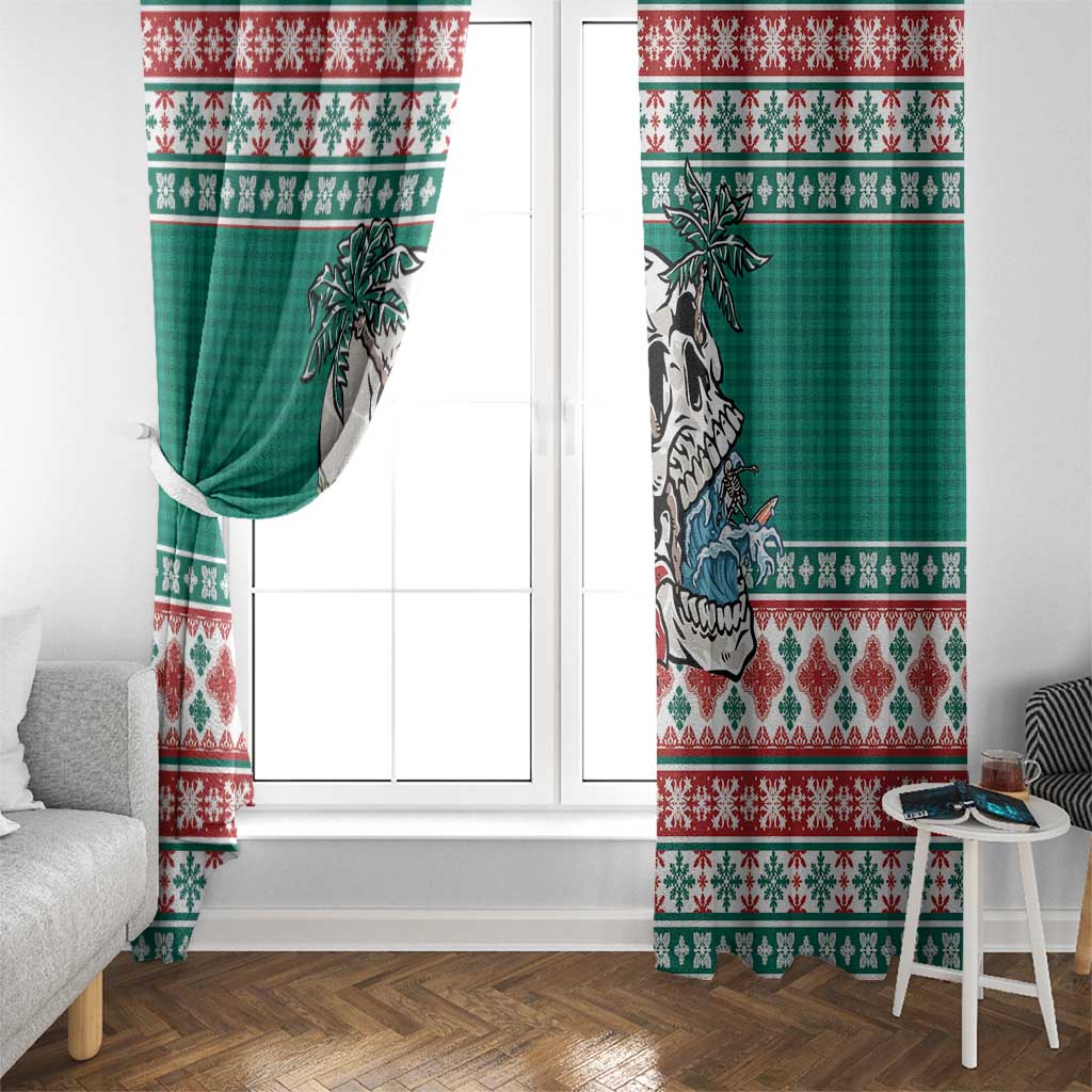 Hawaiian Skull Surfs Window Curtain Mele Kalikimaka Palaka Quilt Pattern - Polynesian Pride