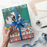 Hawaiian Skull Surfs Wrapping Paper Mele Kalikimaka Palaka Quilt Pattern LT9 - Polynesian Pride