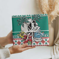 Hawaiian Skull Surfs Wrapping Paper Mele Kalikimaka Palaka Quilt Pattern LT9 - Polynesian Pride