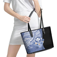 Aloha Vintage Hawaii Tribal Leather Tote Bag Blue Style LT9 - Polynesian Pride