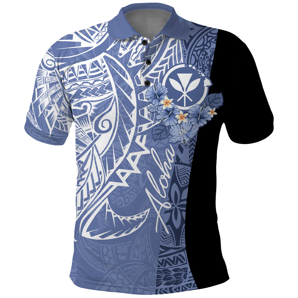 Aloha Vintage Hawaii Tribal Polo Shirt Blue Style LT9 Blue - Polynesian Pride