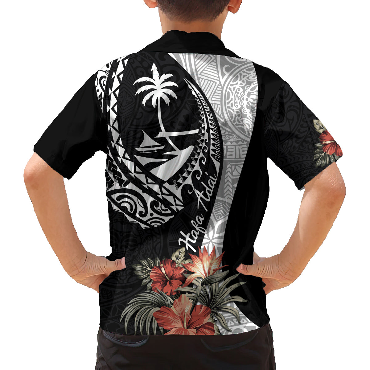 Hafa Adai Guam Family Matching Tank Maxi Dress and Hawaiian Shirt Tropical Flowers with Polynesian Pattern LT9 - Polynesian Pride
