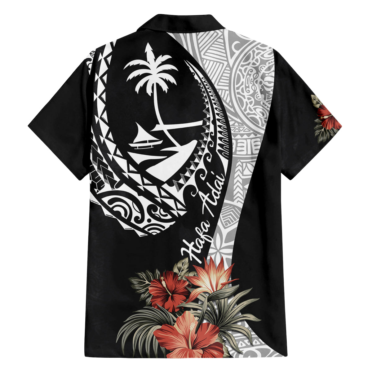 Hafa Adai Guam Family Matching Tank Maxi Dress and Hawaiian Shirt Tropical Flowers with Polynesian Pattern LT9 - Polynesian Pride