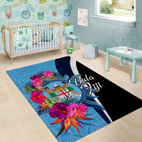Bula Fiji Vintage Fijian Masi Pattern Area Rug Blue Unique LT9 - Polynesian Pride