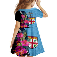 Bula Fiji Vintage Fijian Masi Pattern Family Matching Long Sleeve Bodycon Dress and Hawaiian Shirt Blue Unique LT9 - Polynesian Pride