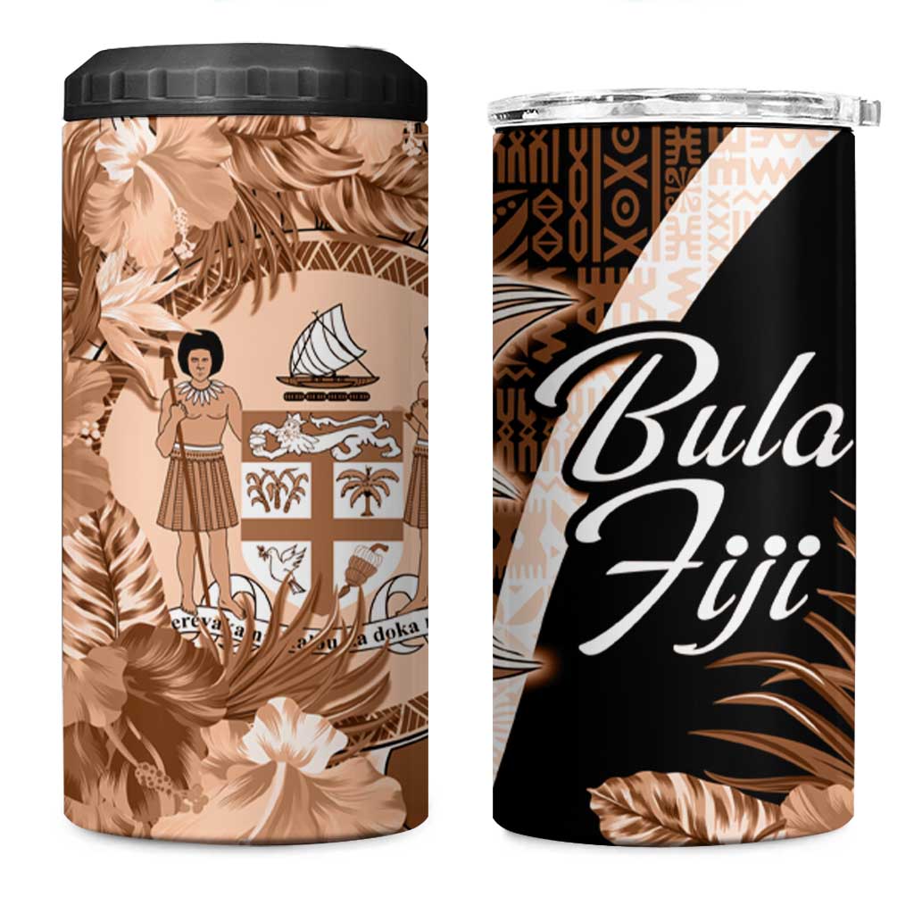 Bula Fiji Vintage Fijian Masi Pattern 4 in 1 Can Cooler Tumbler Peach Fuzz Unique LT9 One Size: 16 oz Peach Fuzz - Polynesian Pride