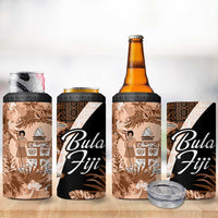 Bula Fiji Vintage Fijian Masi Pattern 4 in 1 Can Cooler Tumbler Peach Fuzz Unique LT9 - Polynesian Pride