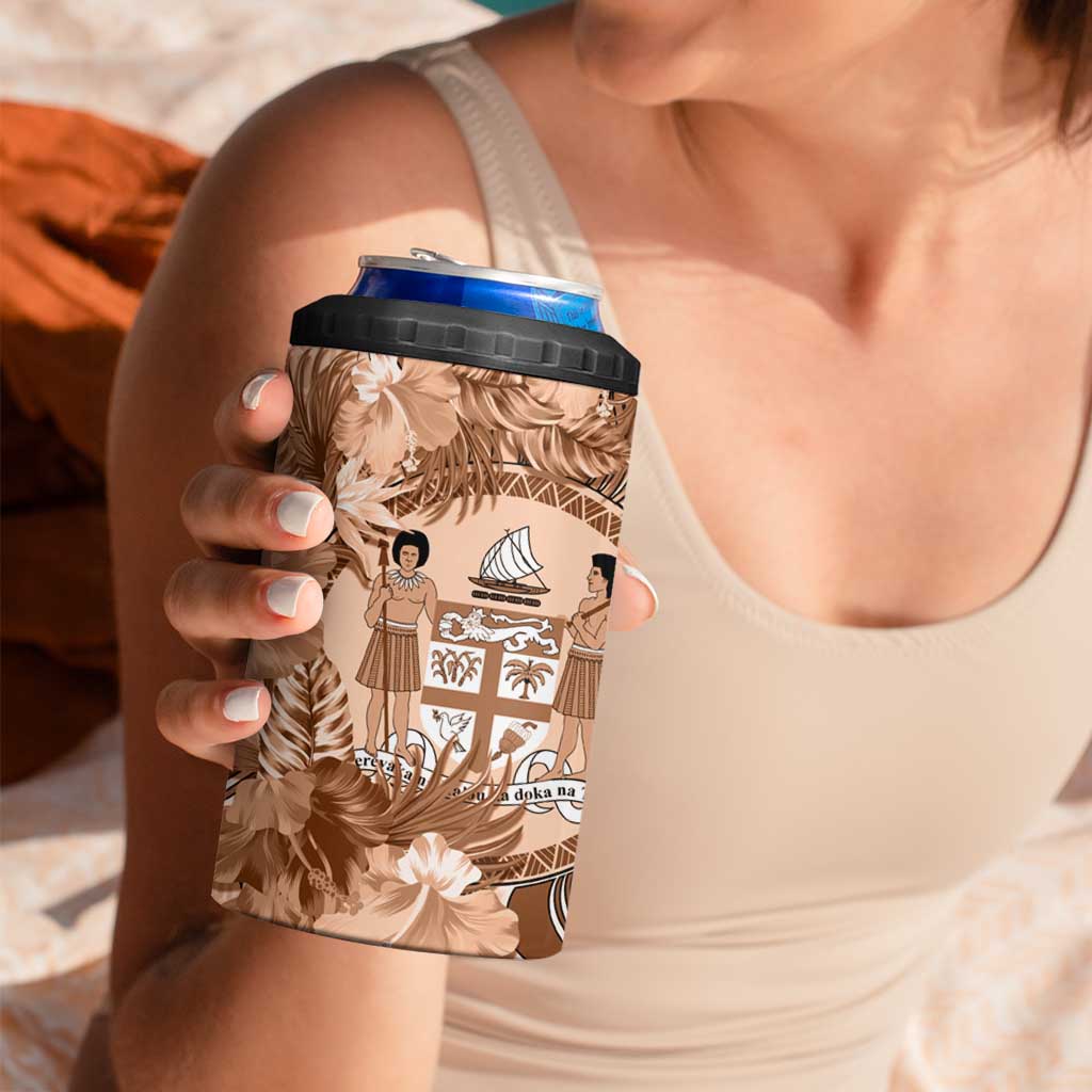 Bula Fiji Vintage Fijian Masi Pattern 4 in 1 Can Cooler Tumbler Peach Fuzz Unique LT9 - Polynesian Pride