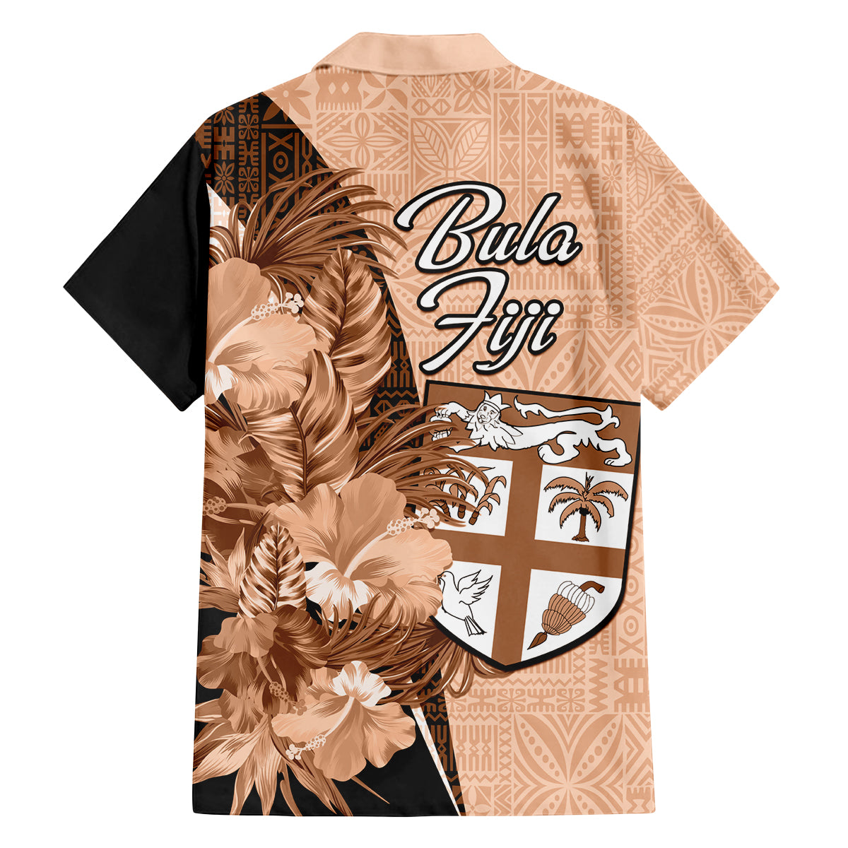 Bula Fiji Vintage Fijian Masi Pattern Family Matching Tank Maxi Dress and Hawaiian Shirt Peach Fuzz Unique LT9 - Polynesian Pride