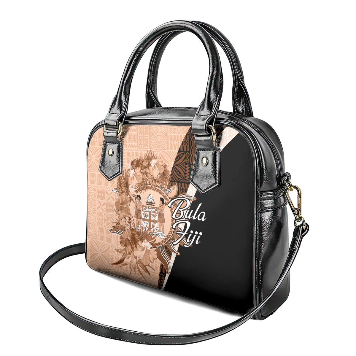 Bula Fiji Vintage Fijian Masi Pattern Shoulder Handbag Peach Fuzz Unique LT9 - Polynesian Pride