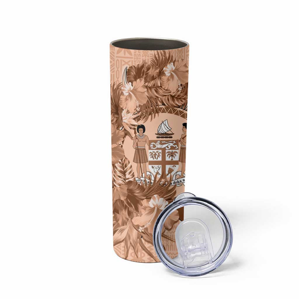 Bula Fiji Vintage Fijian Masi Pattern Skinny Tumbler Peach Fuzz Unique LT9 - Polynesian Pride