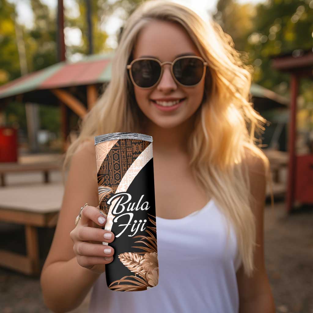 Bula Fiji Vintage Fijian Masi Pattern Skinny Tumbler Peach Fuzz Unique LT9 - Polynesian Pride