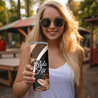 Bula Fiji Vintage Fijian Masi Pattern Skinny Tumbler Peach Fuzz Unique LT9 - Polynesian Pride