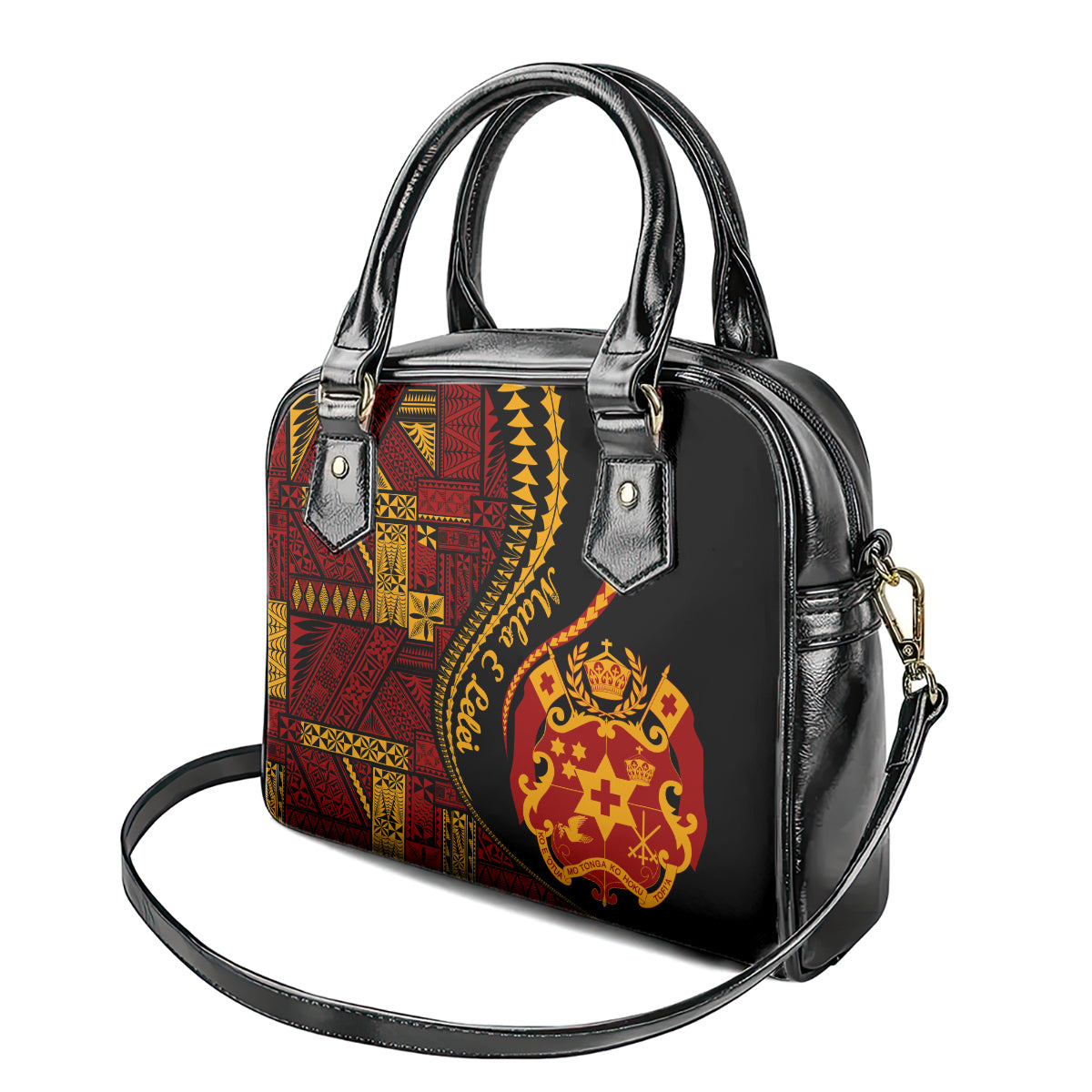 Vintage Tonga Malo E Lelei Ngatu Pattern Shoulder Handbag LT9 - Polynesian Pride