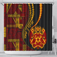 Vintage Tonga Malo E Lelei Ngatu Pattern Shower Curtain LT9 - Polynesian Pride