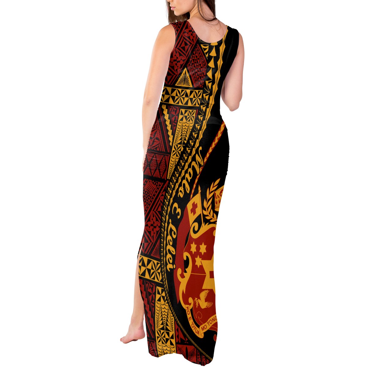 Vintage Tonga Malo E Lelei Ngatu Pattern Tank Maxi Dress LT9 - Polynesian Pride