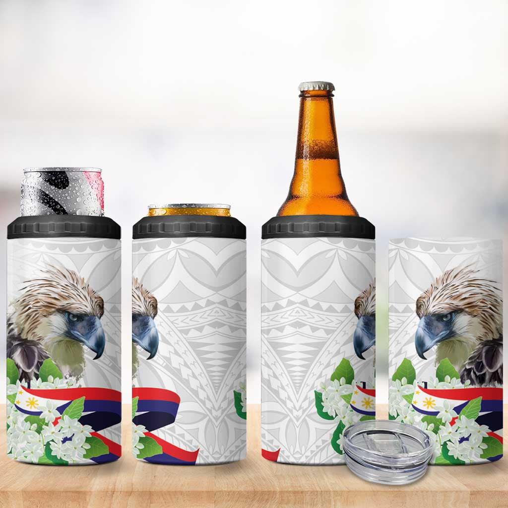 Philippines Eagle and Sampaguita Flowers 4 in 1 Can Cooler Tumbler Polynesian Pattern LT9 - Polynesian Pride