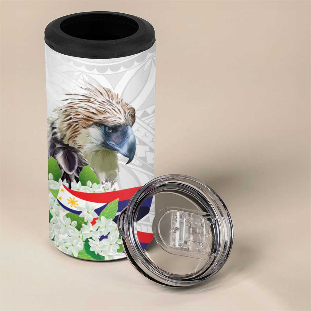 Philippines Eagle and Sampaguita Flowers 4 in 1 Can Cooler Tumbler Polynesian Pattern LT9 - Polynesian Pride