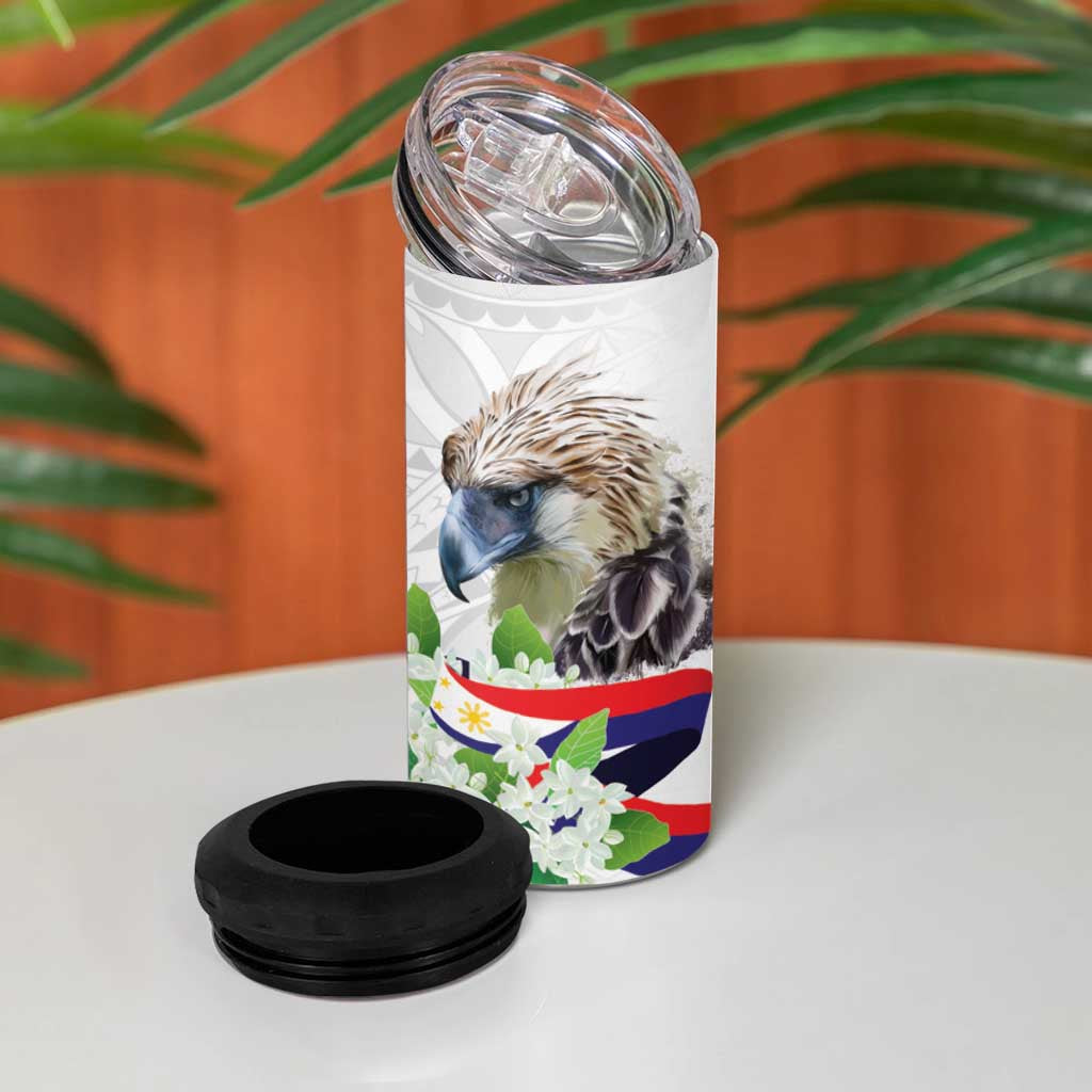 Philippines Eagle and Sampaguita Flowers 4 in 1 Can Cooler Tumbler Polynesian Pattern LT9 - Polynesian Pride