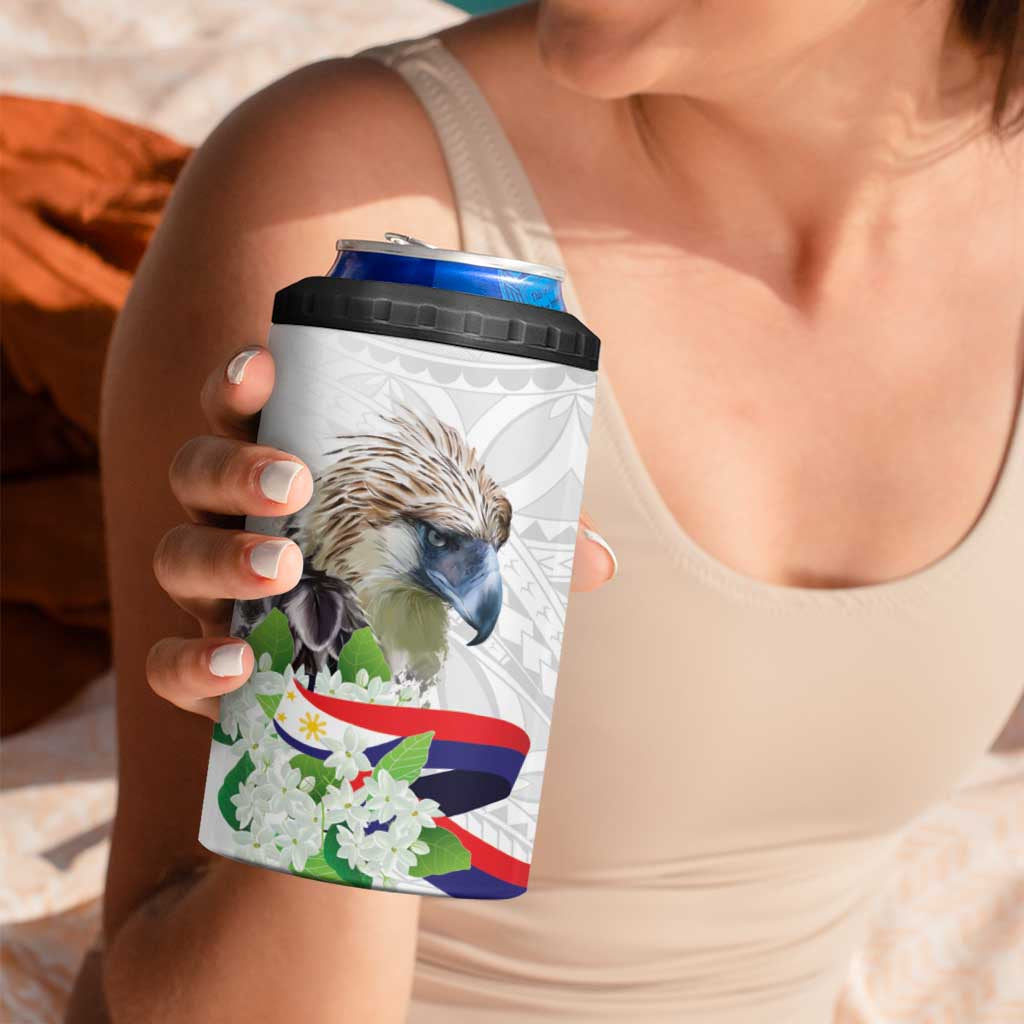 Philippines Eagle and Sampaguita Flowers 4 in 1 Can Cooler Tumbler Polynesian Pattern LT9 - Polynesian Pride