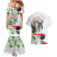 Philippines Eagle and Sampaguita Flowers Couples Matching Mermaid Dress and Hawaiian Shirt Polynesian Pattern