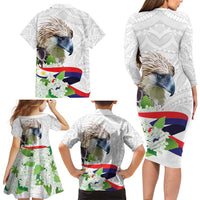 Philippines Eagle and Sampaguita Flowers Family Matching Long Sleeve Bodycon Dress and Hawaiian Shirt Polynesian Pattern LT9 - Polynesian Pride