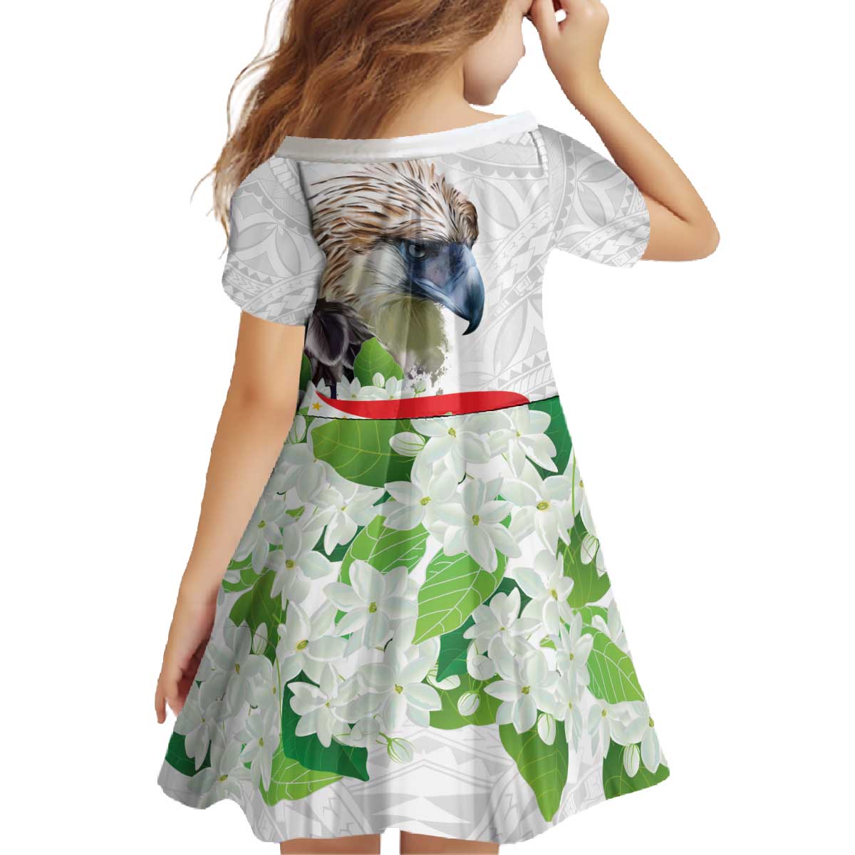 Philippines Eagle and Sampaguita Flowers Family Matching Off The Shoulder Long Sleeve Dress and Hawaiian Shirt Polynesian Pattern LT9 - Polynesian Pride