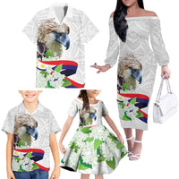 Philippines Eagle and Sampaguita Flowers Family Matching Off The Shoulder Long Sleeve Dress and Hawaiian Shirt Polynesian Pattern LT9 - Polynesian Pride