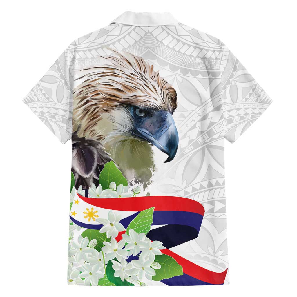 Philippines Eagle and Sampaguita Flowers Family Matching Short Sleeve Bodycon Dress and Hawaiian Shirt Polynesian Pattern LT9 - Polynesian Pride