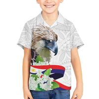 Philippines Eagle and Sampaguita Flowers Family Matching Tank Maxi Dress and Hawaiian Shirt Polynesian Pattern
